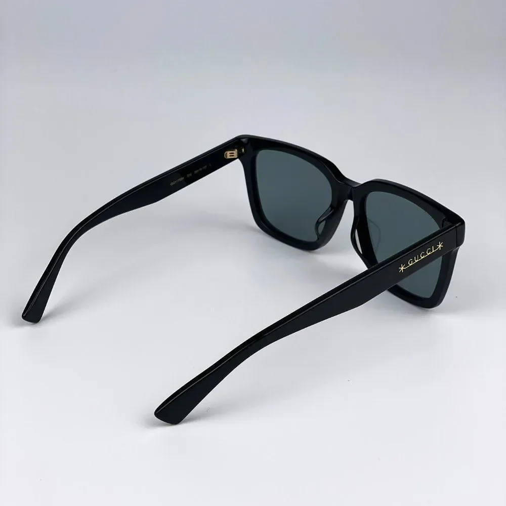 🔥 Gucci GG1175SK 002 Sunglasses Black Smoke Grey Square Unisex